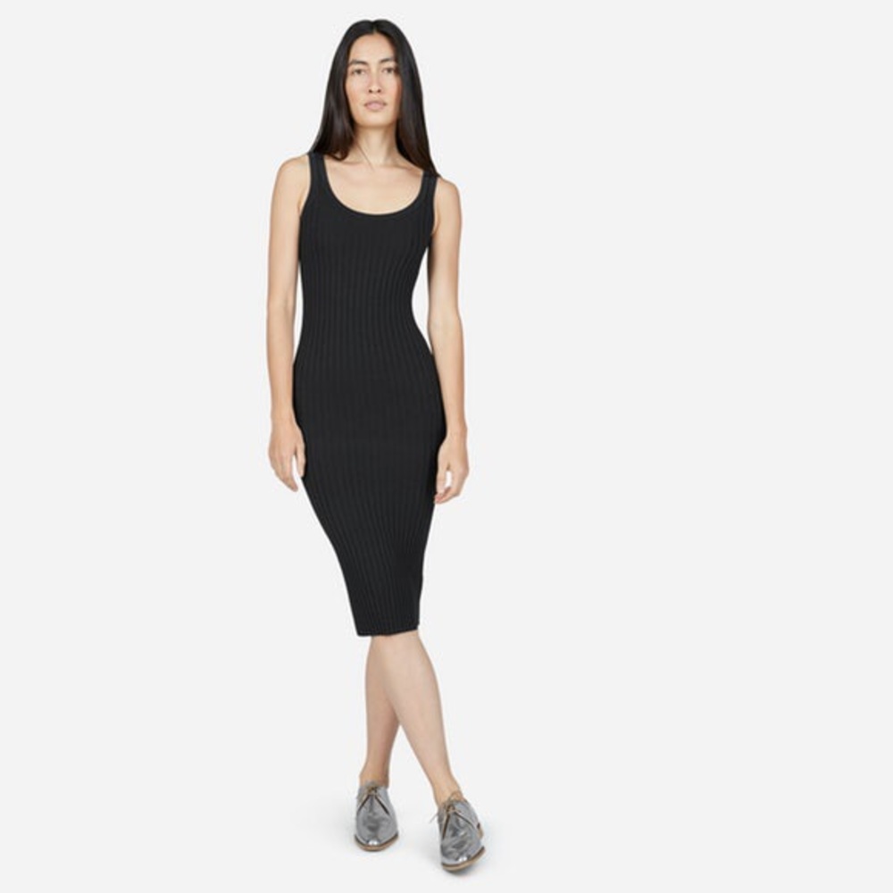 Everlane Black Ribbed Midi Dress